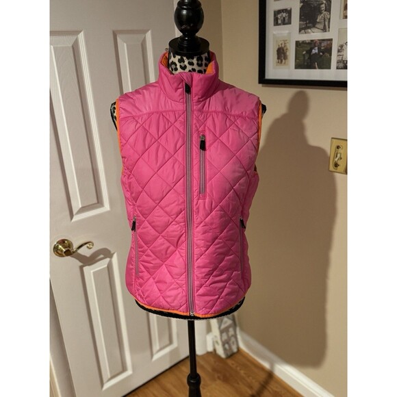 Lands' End Jackets & Blazers - Lands' End Pink Puffer Vest size small (4-6) Quilted Full Zipper Pockets